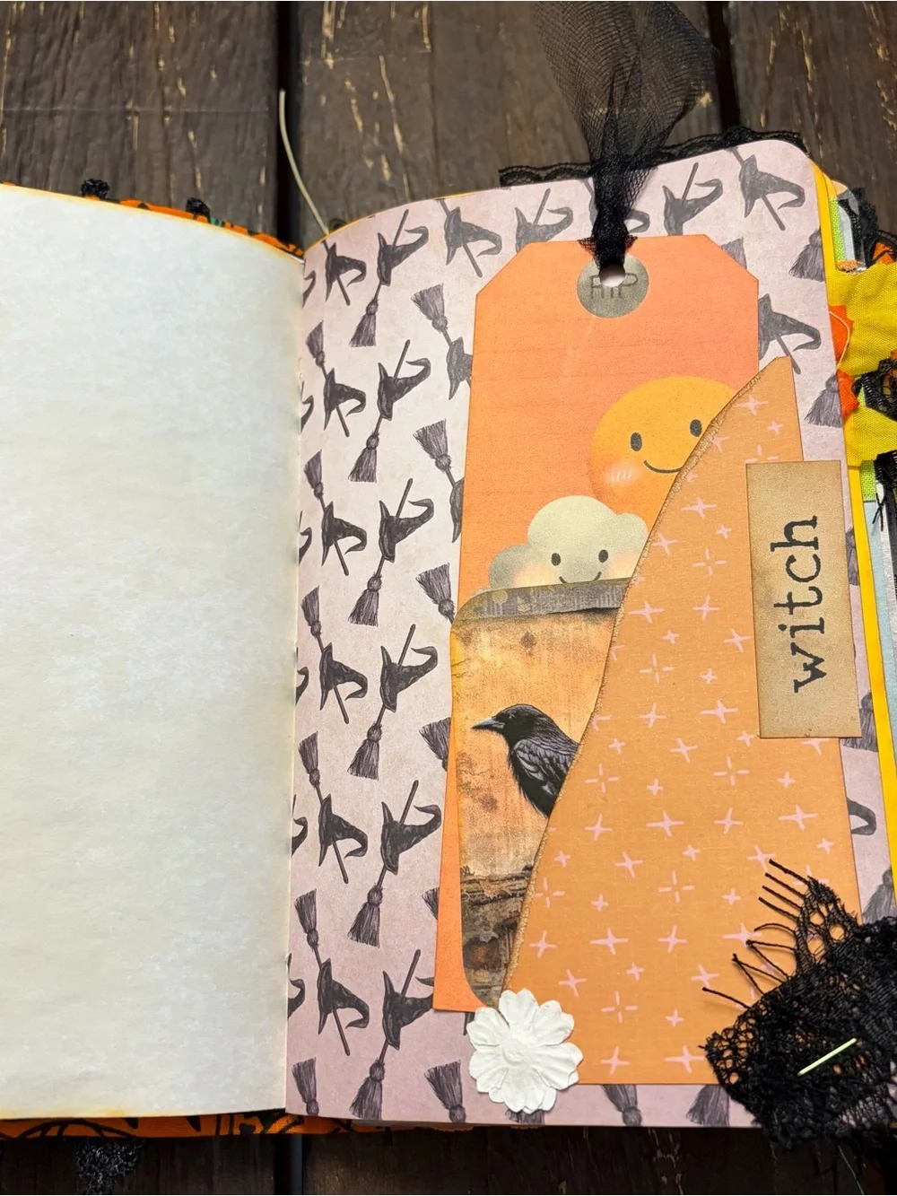 Halloween Junk Journal Vintage Fabric Pumpkins Softcover Decorated 3 Signatures